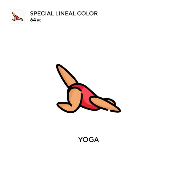 Yoga Icono Especial Vector Color Lineal Plantilla Diseño Símbolo Ilustración — Vector de stock