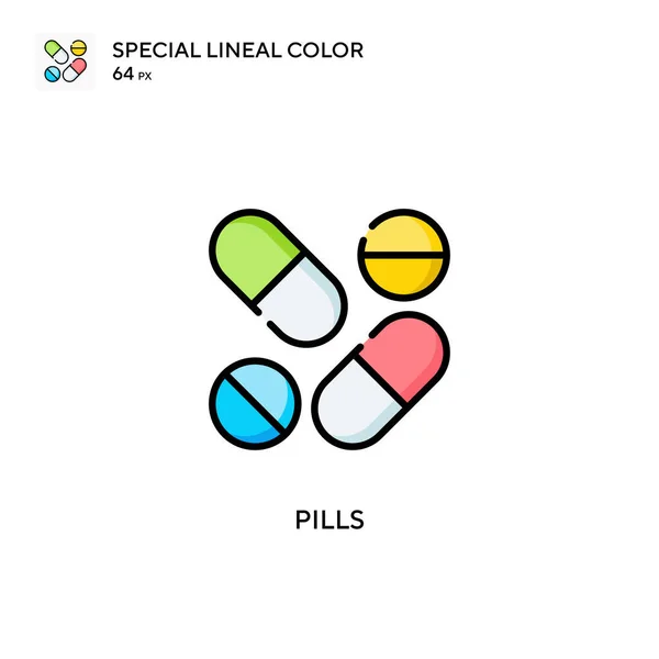 Pilules Icône Vectorielle Couleur Linéaire Spéciale Modèle Conception Symbole Illustration — Image vectorielle