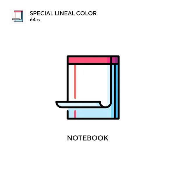 Notebook Ícone Vetorial Cor Linear Especial Modelo Design Símbolo Ilustração — Vetor de Stock
