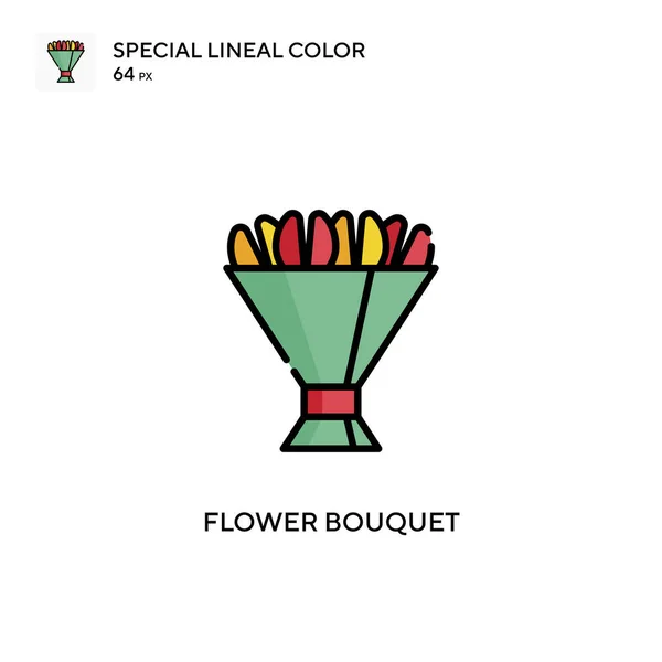 Ramo Flores Icono Especial Vector Color Lineal Plantilla Diseño Símbolo — Vector de stock
