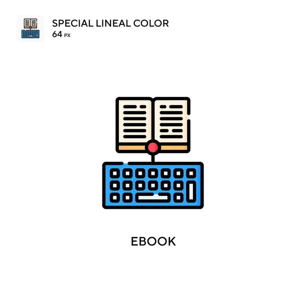 Ebook Ícone Vetorial Cor Linear Especial Modelo Design Símbolo Ilustração —  Vetores de Stock