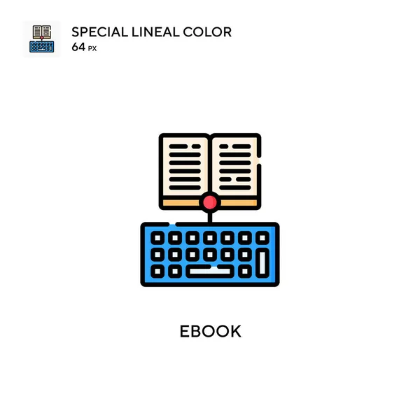 Ebook Ícone Vetorial Cor Linear Especial Modelo Design Símbolo Ilustração — Vetor de Stock