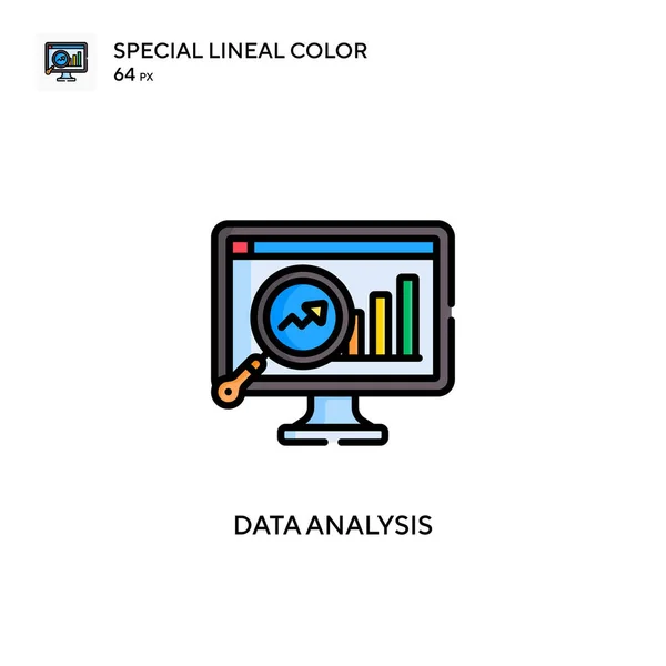 Analisi Dei Dati Speciale Icona Vettoriale Colori Lineari Modello Disegno — Vettoriale Stock