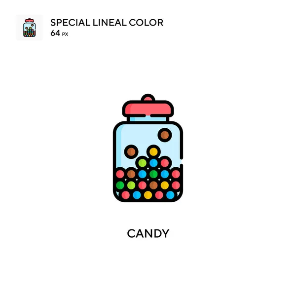 Candy Különleges Lineáris Szín Vektor Ikon Illusztráció Szimbólum Design Sablon — Stock Vector