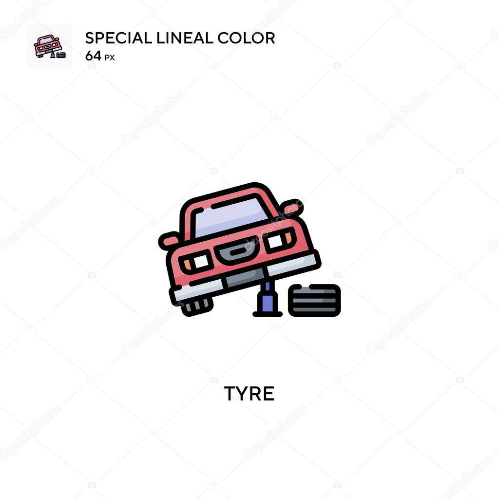 Tyre Special lineal color vector icon. Illustration symbol design template for web mobile UI element.