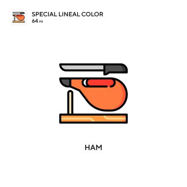 Jambon Özel Lineal renk vektör simgesi. Web mobil UI ögesi için resimleme sembolü tasarım şablonu.