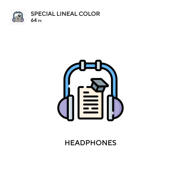 Auriculares Icono Especial Vector Color Lineal Plantilla Diseño Símbolo Ilustración — Vector de stock