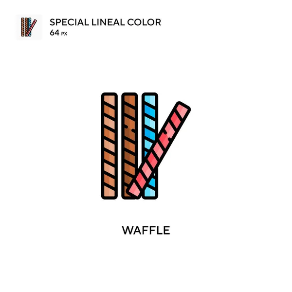 Waffle Special Lineal Color Vector Icon Illustration Symbol Design Template — Stock Vector