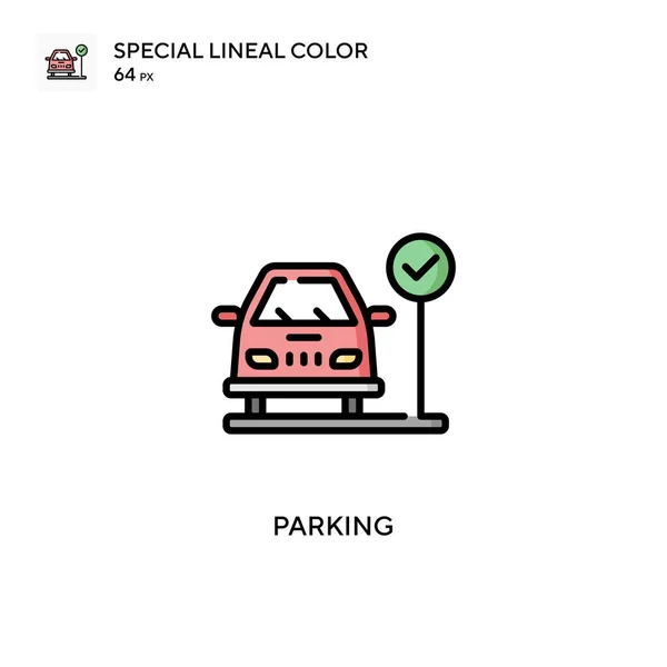 Parkolás Speciális Lineáris Szín Vektor Ikon Illusztráció Szimbólum Design Sablon — Stock Vector