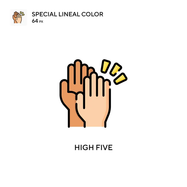 High Five Speciale Lijnkleur Vector Icoon Illustratie Symbool Ontwerp Sjabloon — Stockvector