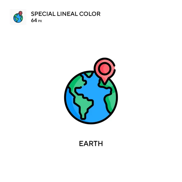 Earth Icône Vectorielle Couleur Linéaire Spéciale Modèle Conception Symbole Illustration — Image vectorielle