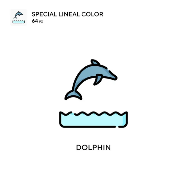 Delphin Spezielles Lineares Farbvektorsymbol Illustration Symbol Design Vorlage Für Web — Stockvektor