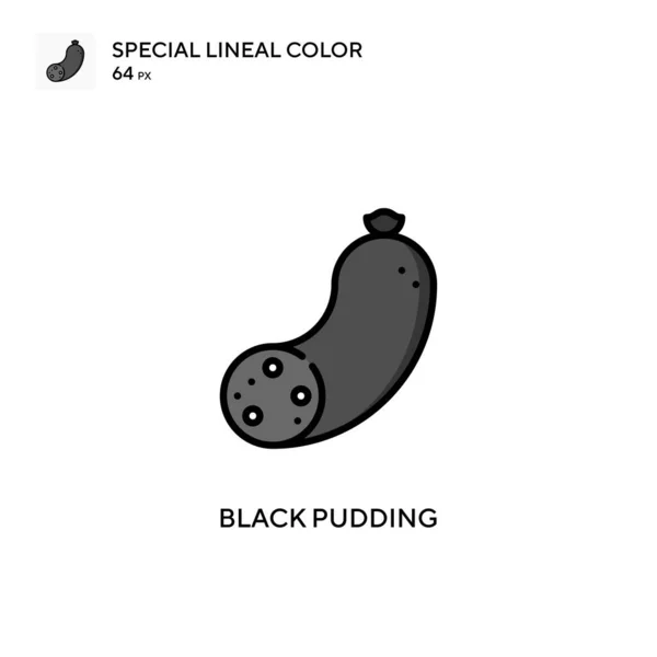 Fekete Puding Különleges Egyenes Szín Vektor Ikon Illusztráció Szimbólum Design — Stock Vector