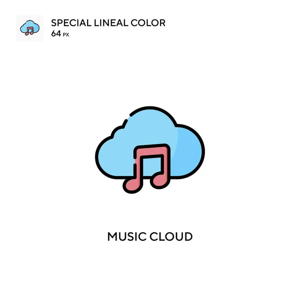 Музыкальное Облако Специальная Линейная Иконка Вектора Цвета Шаблон Оформления Символов — стоковый вектор