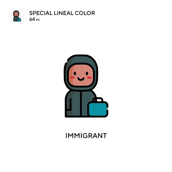 Göçmen Özel Doğrusal Renk Vektörü Simgesi Web Mobil Ögesi Için — Stok Vektör