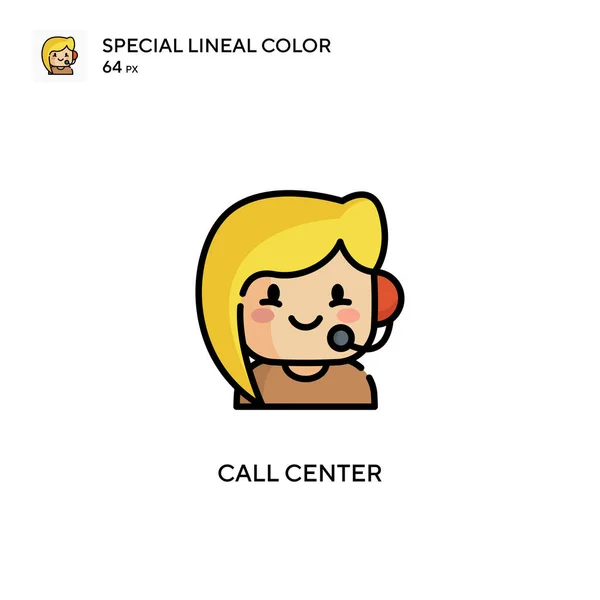 Call Center Különleges Lineáris Szín Vektor Ikon Illusztráció Szimbólum Design — Stock Vector