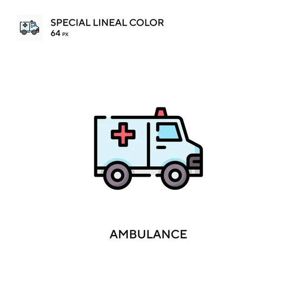 Ambulance Icône Vectorielle Couleur Linéaire Spéciale Modèle Conception Symbole Illustration — Image vectorielle