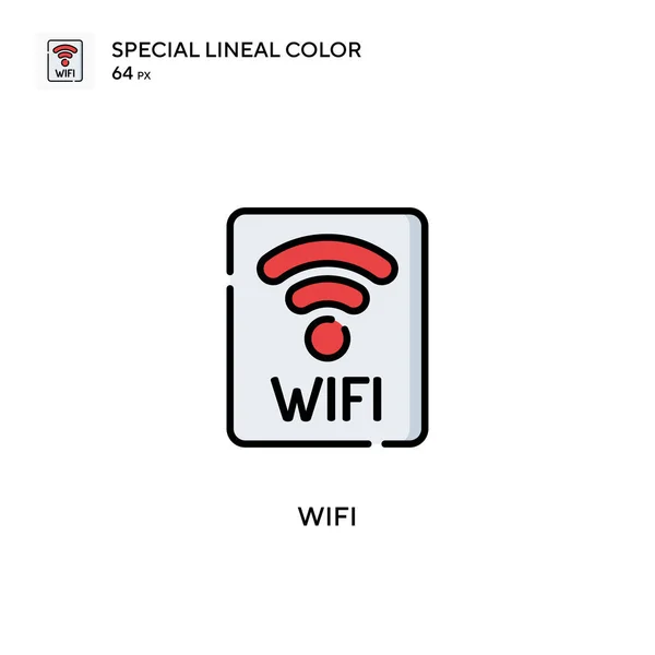 Wifi Speciale Lineal Kleur Vector Icoon Illustratie Symbool Ontwerp Sjabloon — Stockvector