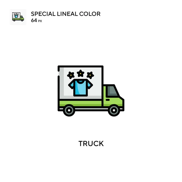 Lastbil Special Linjal Färg Vektor Ikon Illustration Symbol Design Mall — Stock vektor