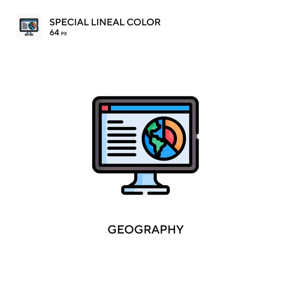 Geografía Icono Especial Vector Color Lineal Plantilla Diseño Símbolo Ilustración — Archivo Imágenes Vectoriales