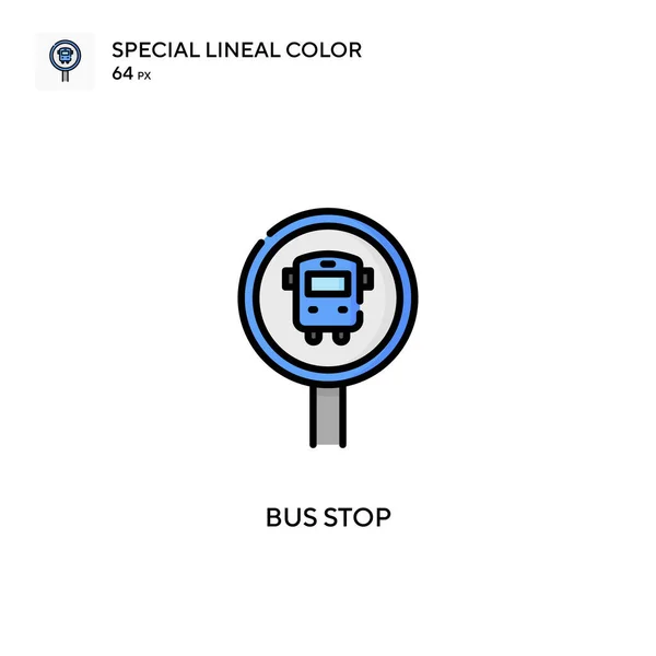 Parada Autobús Icono Especial Vector Color Lineal Plantilla Diseño Símbolo — Archivo Imágenes Vectoriales
