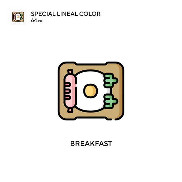Petit Déjeuner Icône Vectorielle Couleur Linéaire Spéciale Modèle Conception Symbole — Image vectorielle