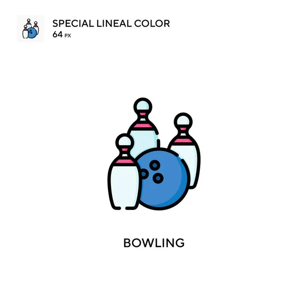 Bowling Icono Especial Vector Color Lineal Plantilla Diseño Símbolo Ilustración — Archivo Imágenes Vectoriales