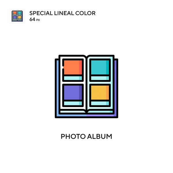 Foto Album Special Lineal Color Vector Icon Šablona Návrhu Symbolu — Stockový vektor