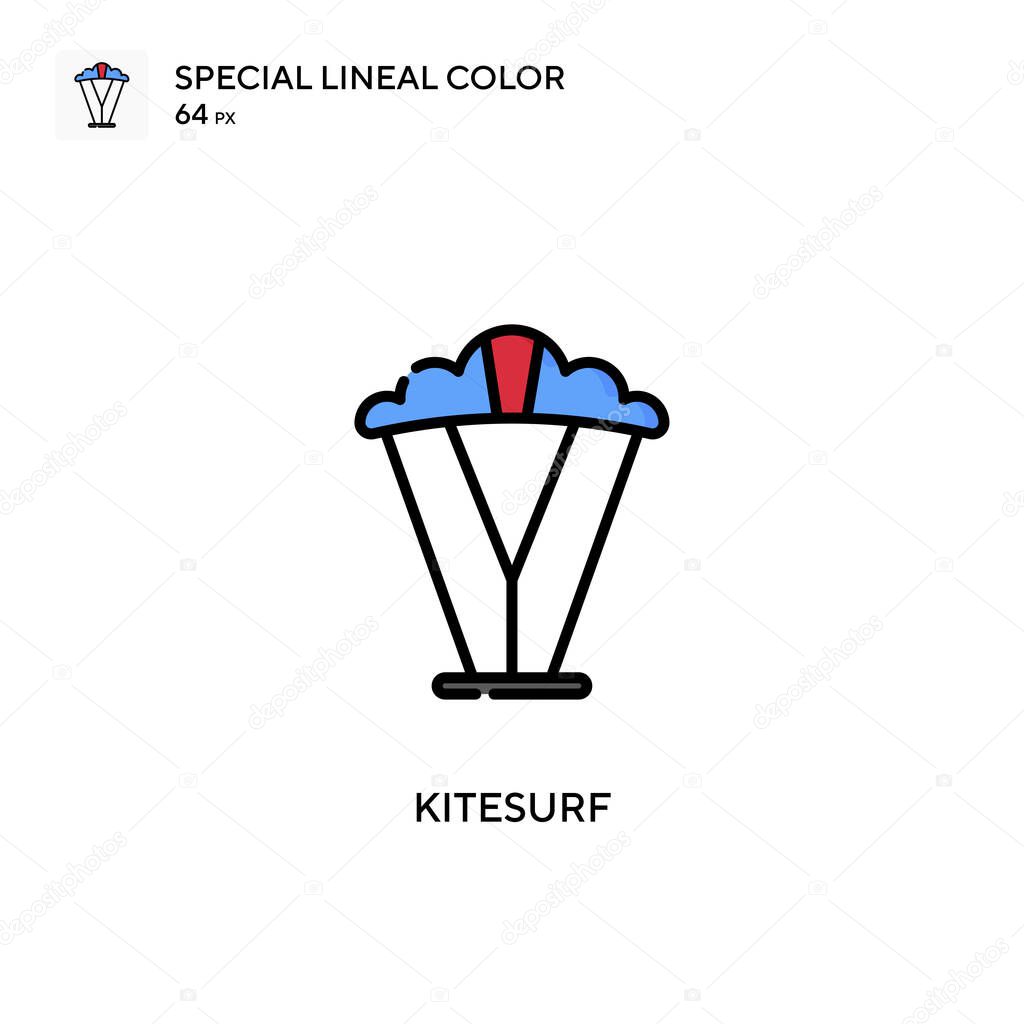 Kitesurf Special lineal color vector icon. Illustration symbol design template for web mobile UI element.