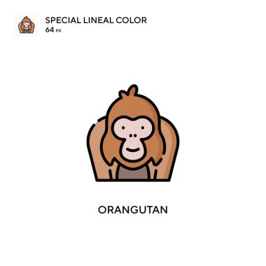 Orangutan özel doğrusal renk vektörü simgesi. Web mobil UI ögesi için resimleme sembolü tasarım şablonu.