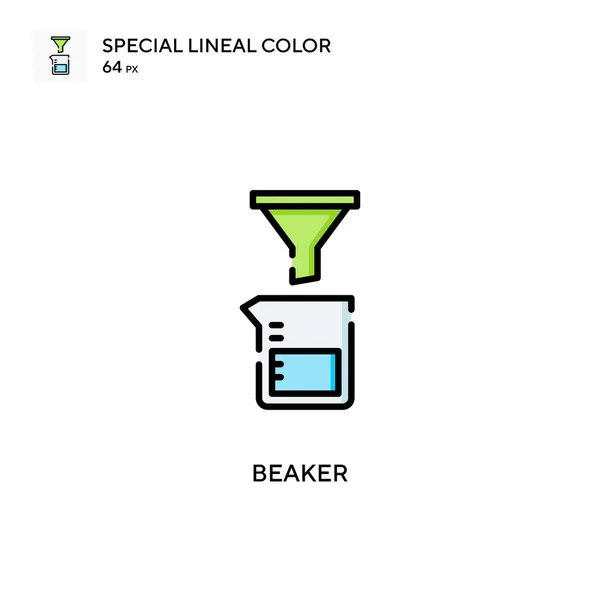 Beaker Icono Especial Vector Color Lineal Plantilla Diseño Símbolo Ilustración — Vector de stock