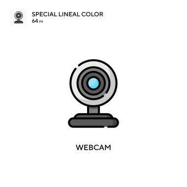 Webcam Özel Doğrusal Renk Vektörü simgesi. Web mobil UI ögesi için resimleme sembolü tasarım şablonu.
