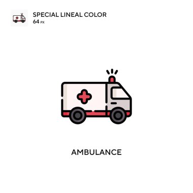 Ambulans Özel Lineal renk vektör simgesi. Web mobil UI ögesi için resimleme sembolü tasarım şablonu.