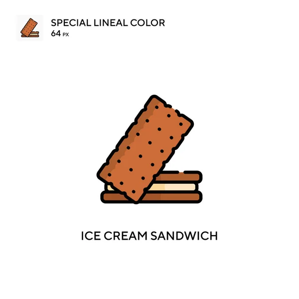 Ice Cream Sandwich Special Lineal Color Vector Icon Illustration Symbol — Stock Vector