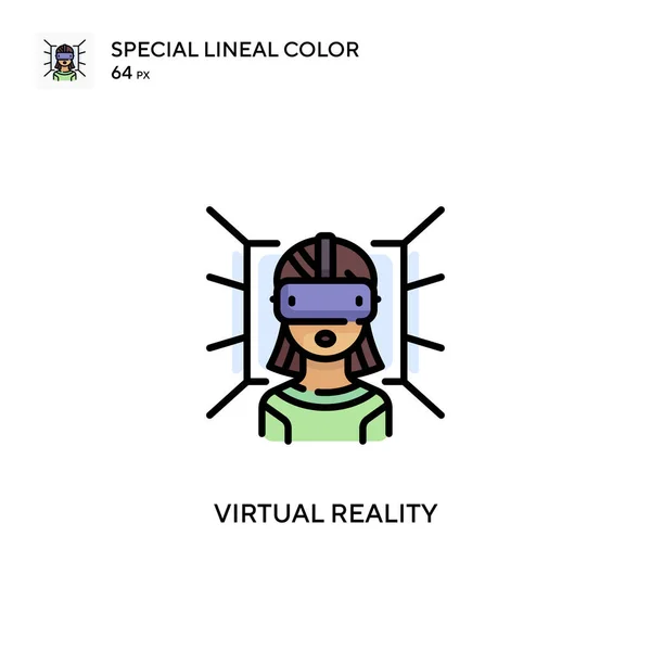 Virtual Realitas Khusus Warna Lineal Ikon Vektor Templat Desain Simbol - Stok Vektor