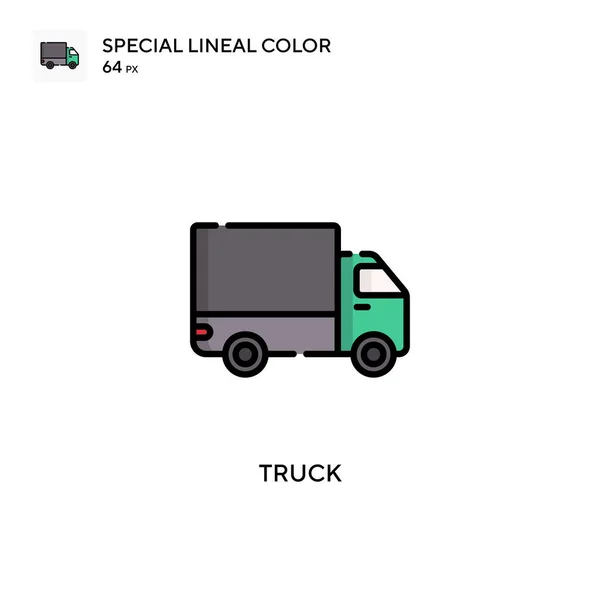 Truck Speciale Lijnkleur Vector Pictogram Illustratie Symbool Ontwerp Sjabloon Voor — Stockvector