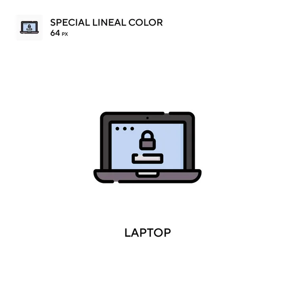 Laptop Special Linjal Färg Vektor Ikon Illustration Symbol Design Mall — Stock vektor