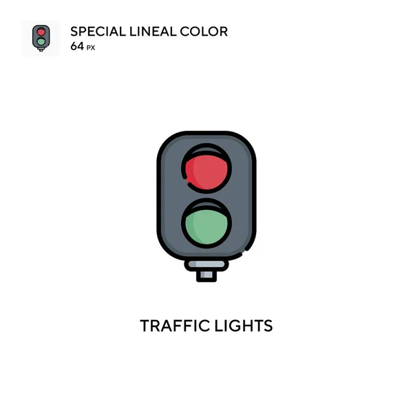 Közlekedési Lámpák Speciális Lineáris Színvektor Ikon Illusztráció Szimbólum Design Sablon — Stock Vector