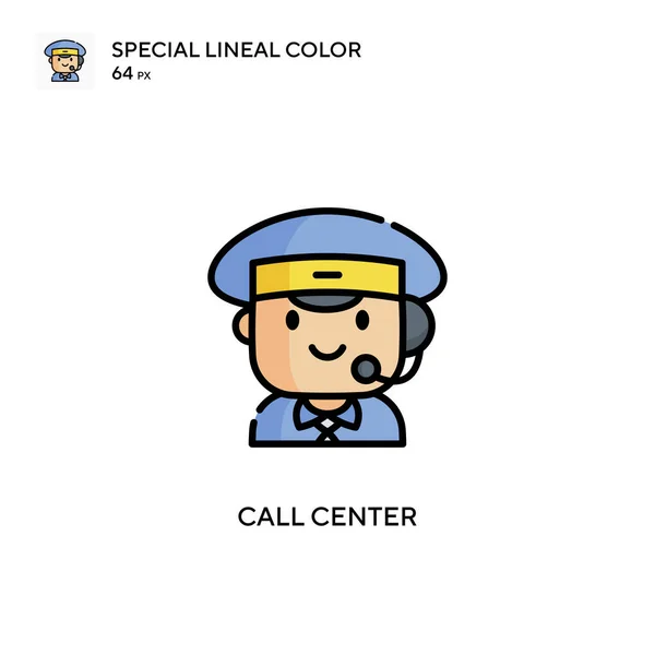 Call Center Special Lineal Color Vector Icon Illustration Symbol Design — Stock Vector