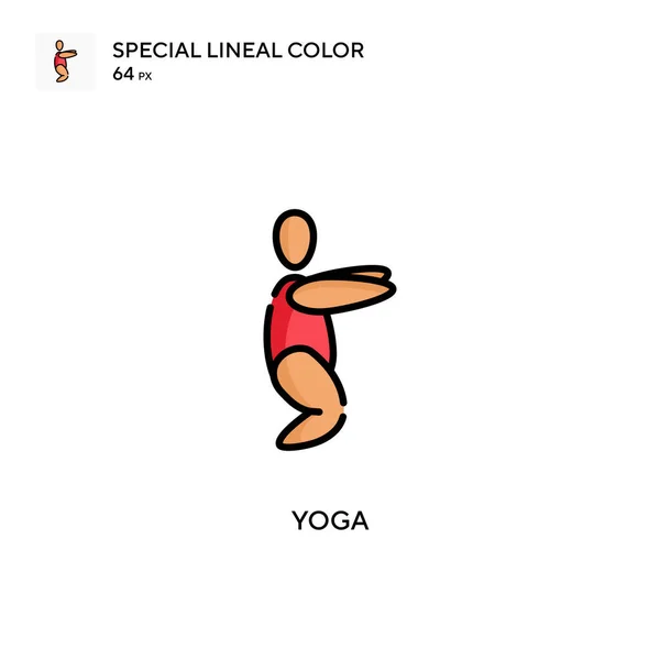 Yoga Speciale Lijnkleur Vector Icoon Illustratie Symbool Ontwerp Sjabloon Voor — Stockvector