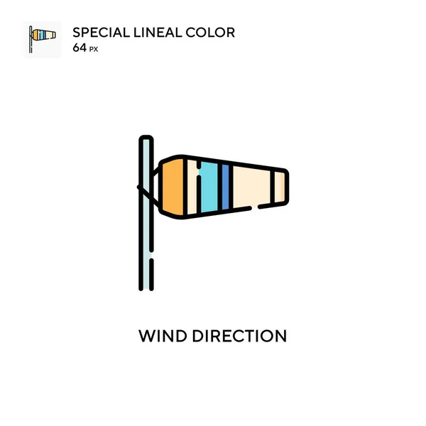 Dirección Del Viento Icono Especial Vector Color Lineal Plantilla Diseño — Vector de stock