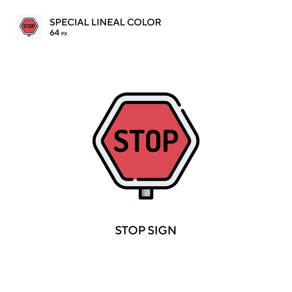 Stop Sign Icono Especial Vector Color Lineal Plantilla Diseño Símbolo — Archivo Imágenes Vectoriales