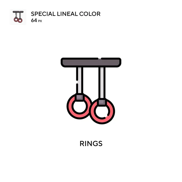 Gyűrűk Különleges Lineáris Szín Vektor Ikon Illusztráció Szimbólum Design Sablon — Stock Vector