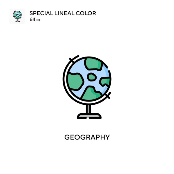Géographie Icône Vectorielle Couleur Linéaire Spéciale Modèle Conception Symbole Illustration — Image vectorielle