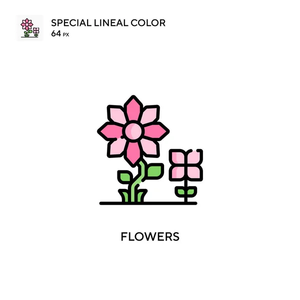 Flores Icono Especial Vector Color Lineal Plantilla Diseño Símbolo Ilustración — Vector de stock