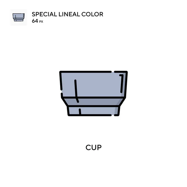 Cup Special Lineal Color Vector Icon Illustration Symbol Design Template — Stock Vector