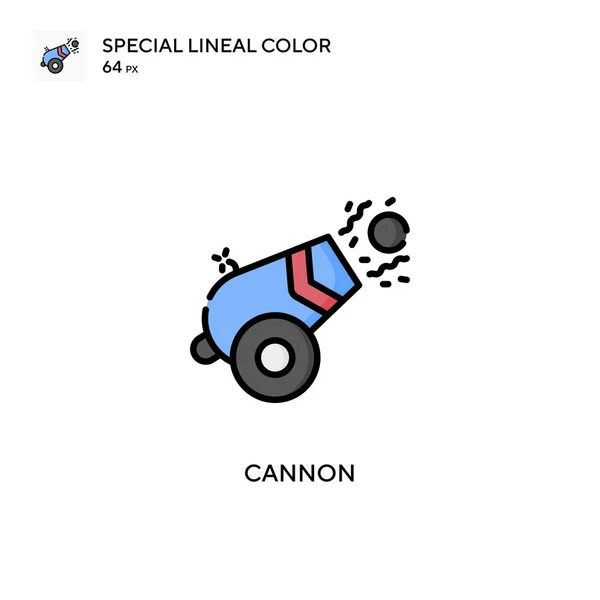 Cannon Icono Especial Vector Color Lineal Plantilla Diseño Símbolo Ilustración — Vector de stock