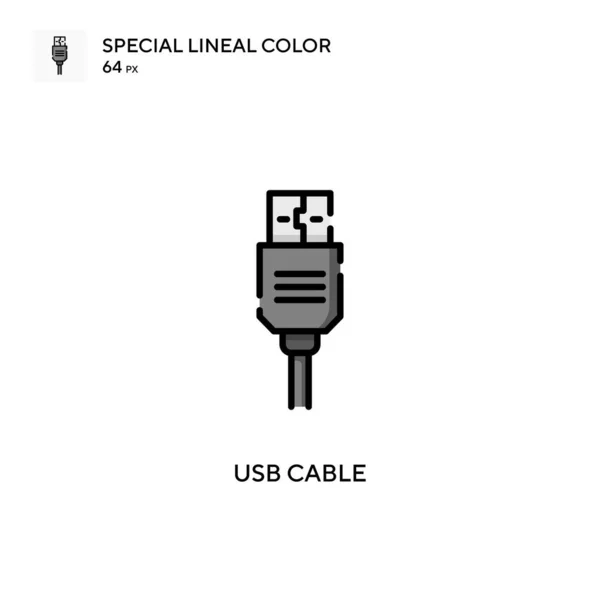Cable Usb Icono Especial Vector Color Lineal Plantilla Diseño Símbolo — Vector de stock