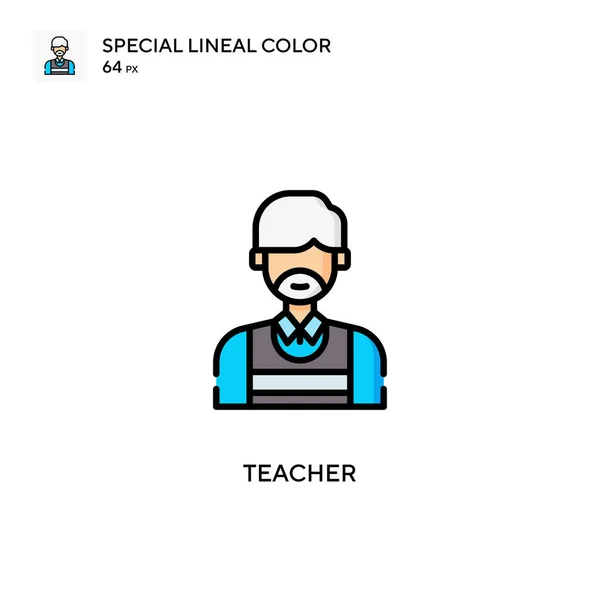 Teacher Special Lineal Color Vector Icon Illustration Symbol Design Template — Stock Vector