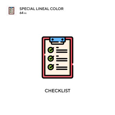 Kontrol listesi Özel doğrusal renk vektörü simgesi. Web mobil UI ögesi için resimleme sembolü tasarım şablonu.